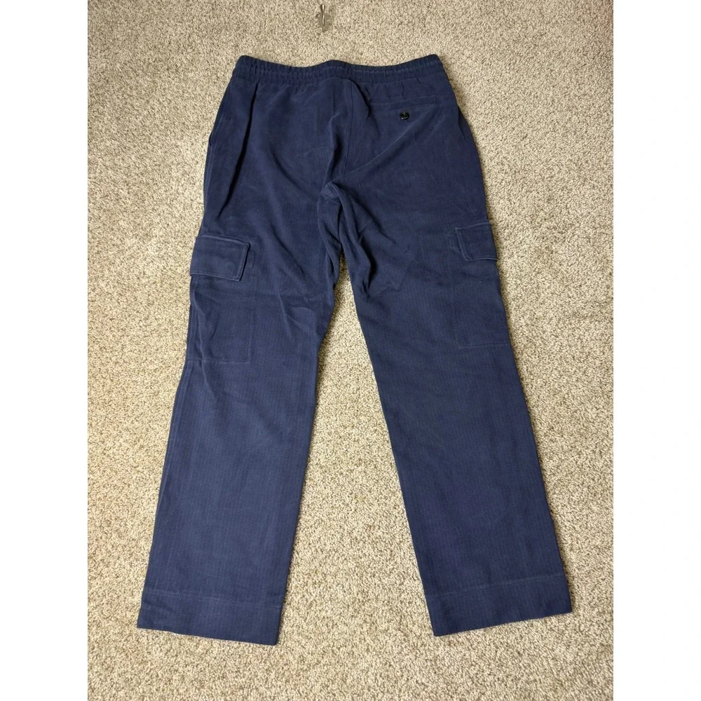 Banana Republic Mens Navy Blue Herringbone Cargo Pants Elastic Waist Size Medium
